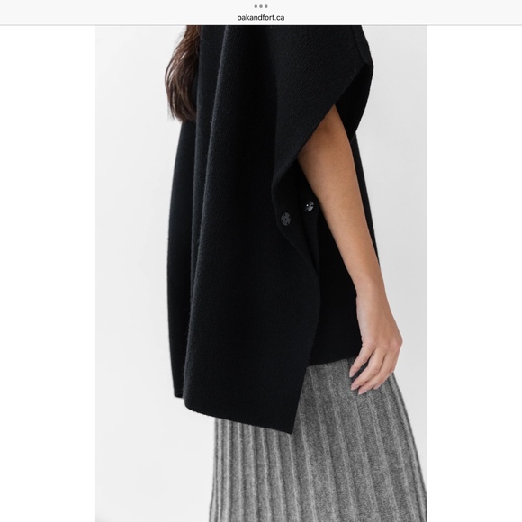 BNWT OAK + FORT Turtleneck Cape O/S Black - Picture 4 of 9